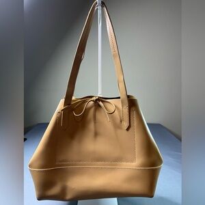 J.Crew Natural Leather Tote Bag Brown Patina Well Loved